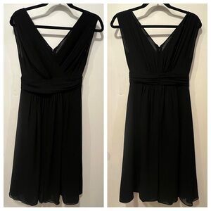 GIADA Made In Italy 100% Silk Chiffon V-Neck A-Line Dress Black Size IT38 US2